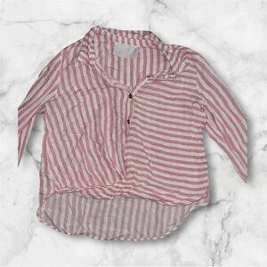 Vacate the label Striped Pink and White tie front blouse Small
